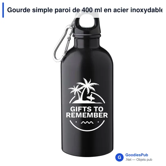 Gourde simple paroi de 400 ml en acier inoxydable recyclé Sable - Image 2