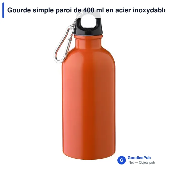 Gourde simple paroi de 400 ml en acier inoxydable recyclé Sable - Image 11