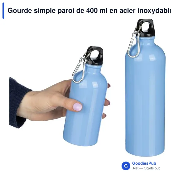 Gourde simple paroi de 400 ml en acier inoxydable recyclé Sable - Image 3