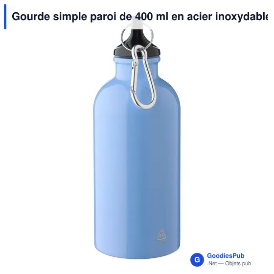 Gourde simple paroi de 400 ml en acier inoxydable recyclé Sable - Image 5