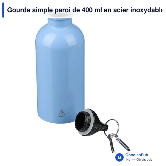 Gourde simple paroi de 400 ml en acier inoxydable recyclé Sable - Image 6