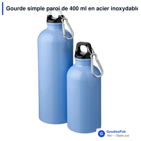 Gourde simple paroi de 400 ml en acier inoxydable recyclé Sable - Image 7