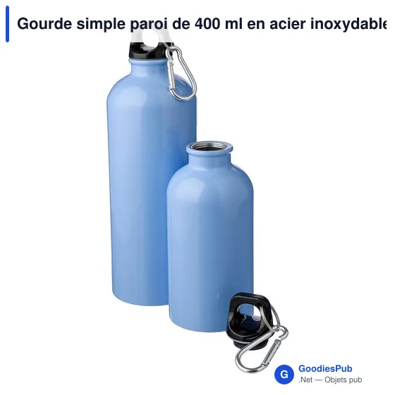 Gourde simple paroi de 400 ml en acier inoxydable recyclé Sable - Image 8