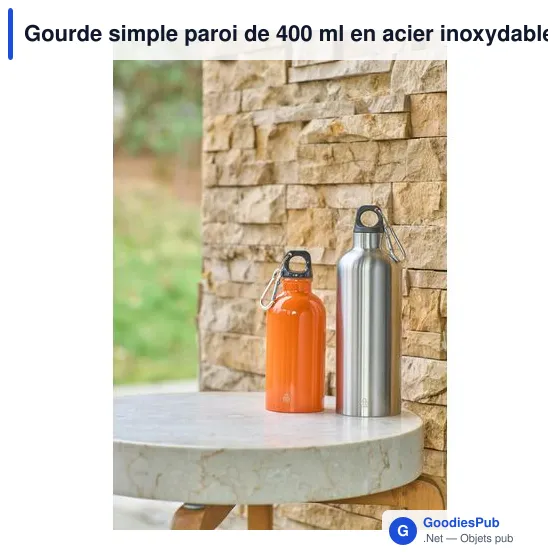 Gourde simple paroi de 400 ml en acier inoxydable recyclé Sable - Image 10