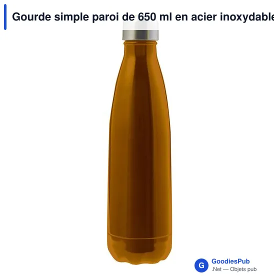 Gourde simple paroi de 650 ml en acier inoxydable Sumatra - Image 1
