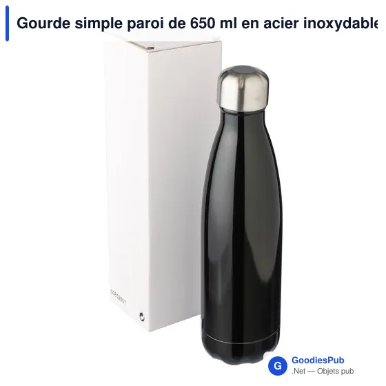 Gourde simple paroi de 650 ml en acier inoxydable Sumatra - Image 4