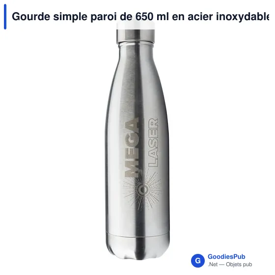 Gourde simple paroi de 650 ml en acier inoxydable Sumatra - Image 7