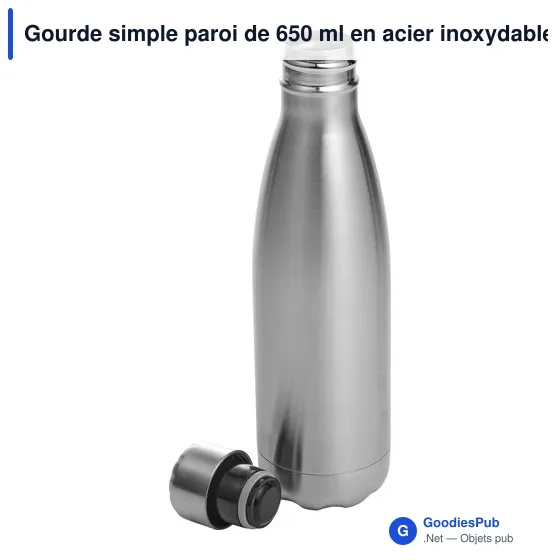 Gourde simple paroi de 650 ml en acier inoxydable Sumatra - Image 9