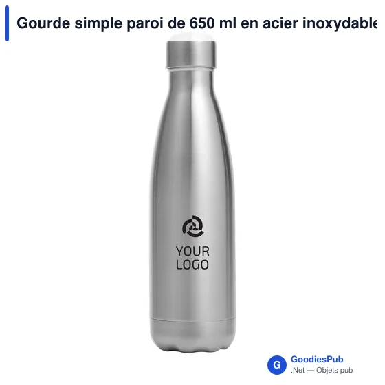 Gourde simple paroi de 650 ml en acier inoxydable Sumatra - Image 10