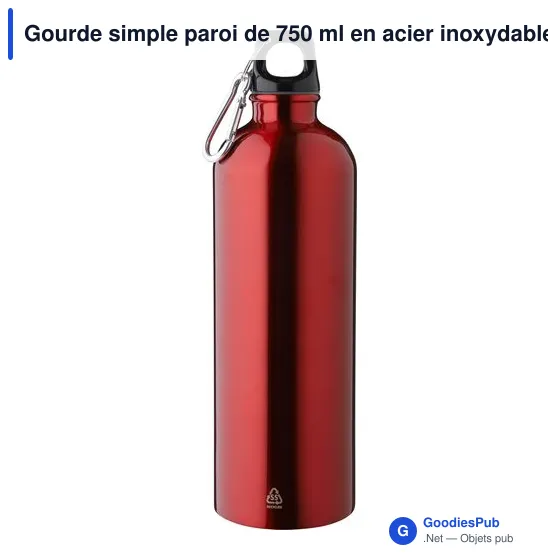 Gourde personnalisable en acier inoxydable recyclé 750 ml - Emericavec logo - Image 1
