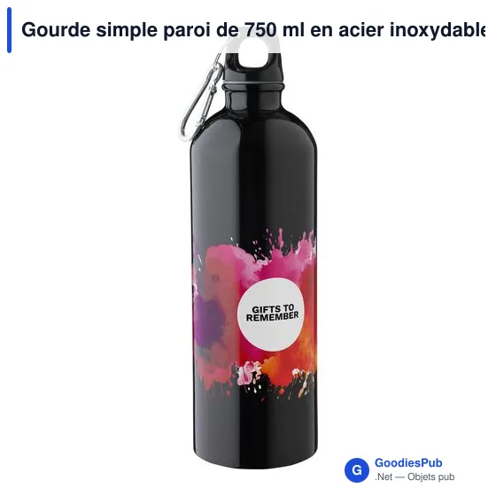 Gourde personnalisable en acier inoxydable recyclé 750 ml - Emericavec logo - Image 11