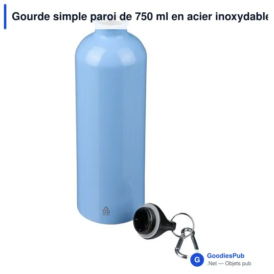 Gourde personnalisable en acier inoxydable recyclé 750 ml - Emericavec logo - Image 7