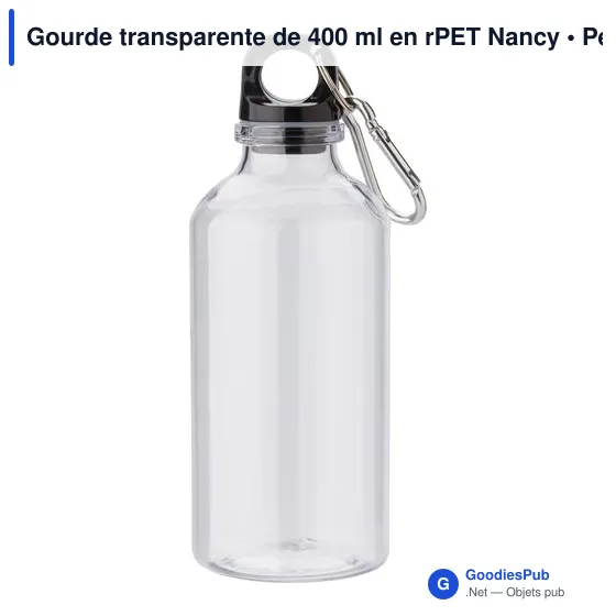 Gourde transparente personnalisable 400 ml avec logo - Nancy - Image 11