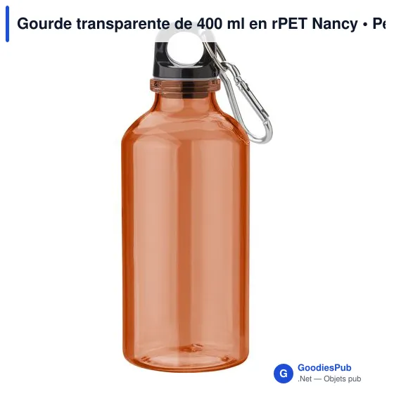 Gourde transparente personnalisable 400 ml avec logo - Nancy - Image 5
