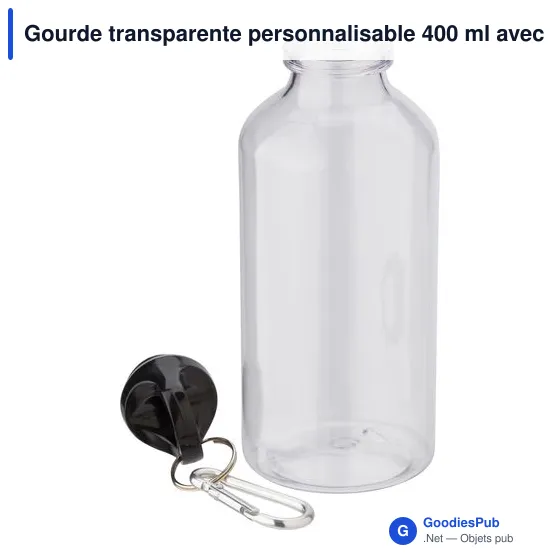 Gourde transparente personnalisable 400 ml avec logo - Nancy - Image 8