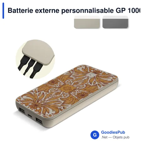 Batterie externe personnalisable GP 10000 mAh en ABS avec logo - B+ Series