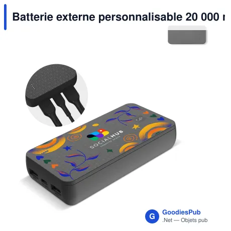 Batterie externe personnalisable 20 000 mAh avec logo - GP B+ Series