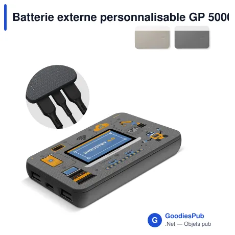 Batterie externe personnalisable GP 5000 mAh en ABS avec logo - B+ Series