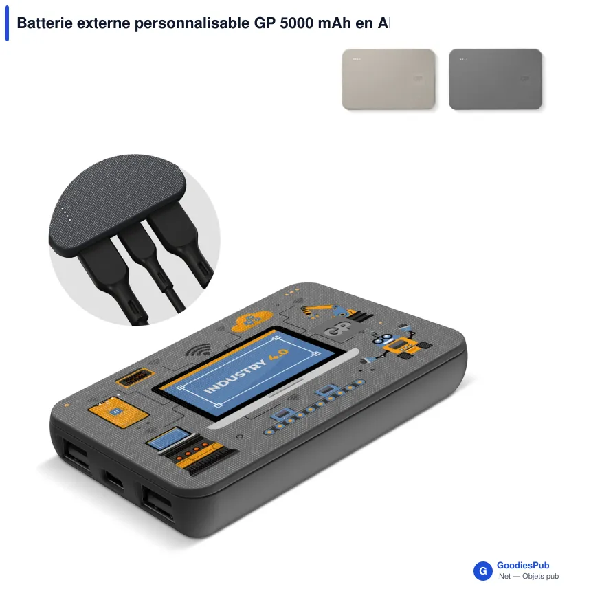 Batterie externe personnalisable GP 5000 mAh en ABS avec logo - B+ Series - Image 1