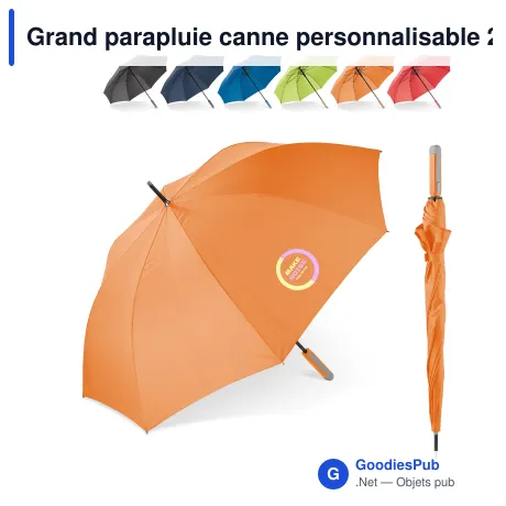 Grand parapluie canne personnalisable 25 pouces automatique avec logo - Canne