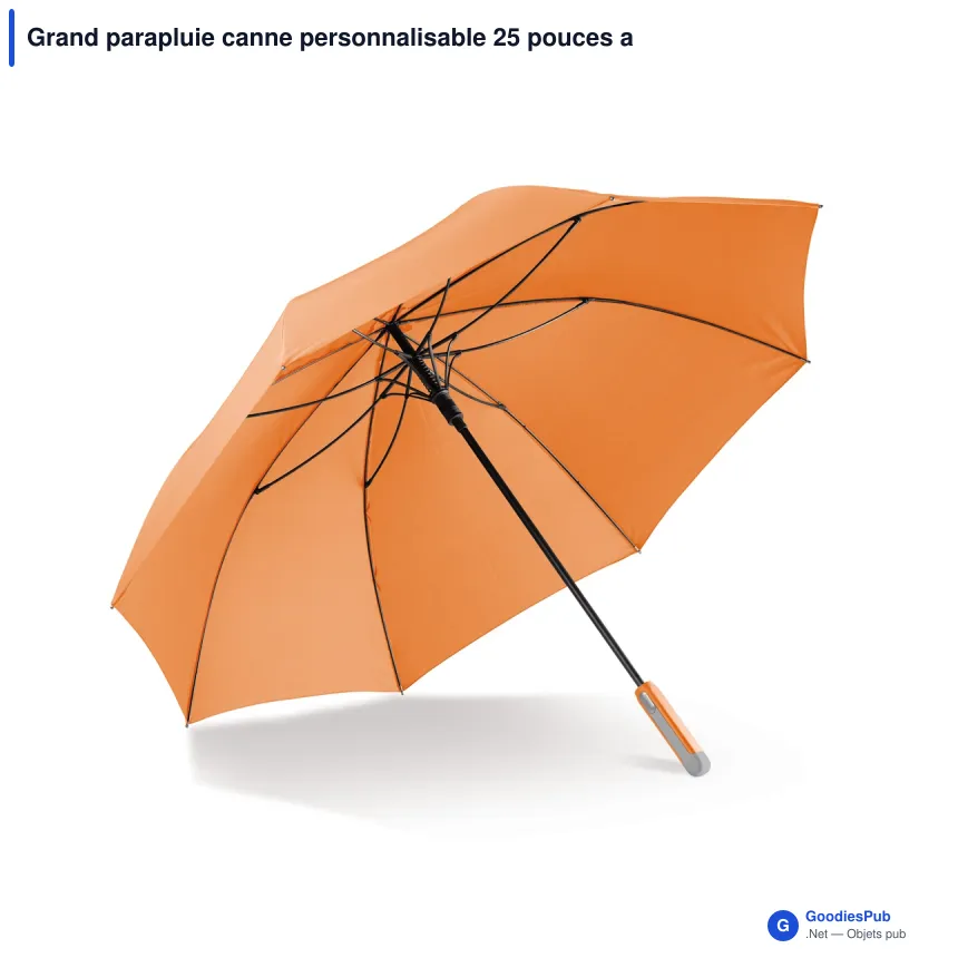 Grand parapluie canne personnalisable 25 pouces automatique avec logo - Canne - Image 2