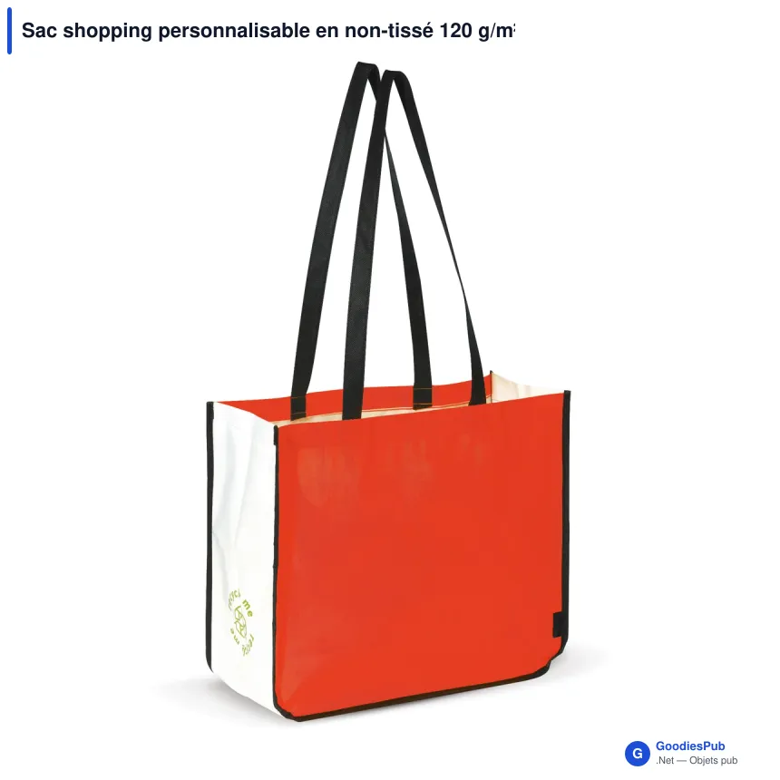 Sac shopping personnalisable en non-tissé 120 g/m² avec logo - Grand format - Image 2