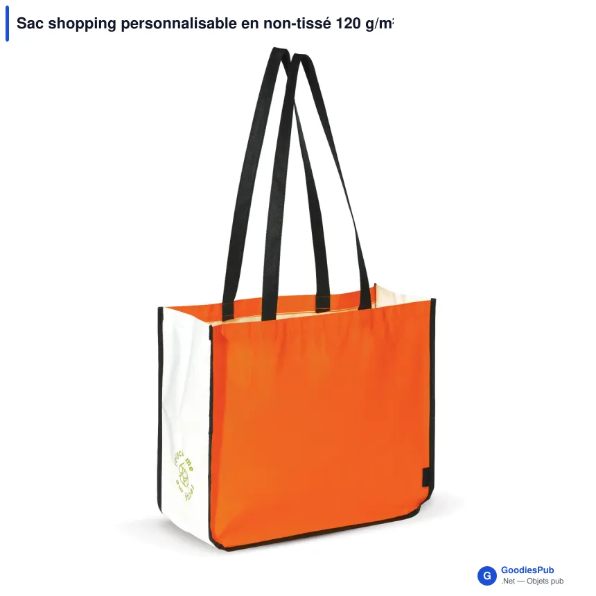 Sac shopping personnalisable en non-tissé 120 g/m² avec logo - Grand format - Image 3