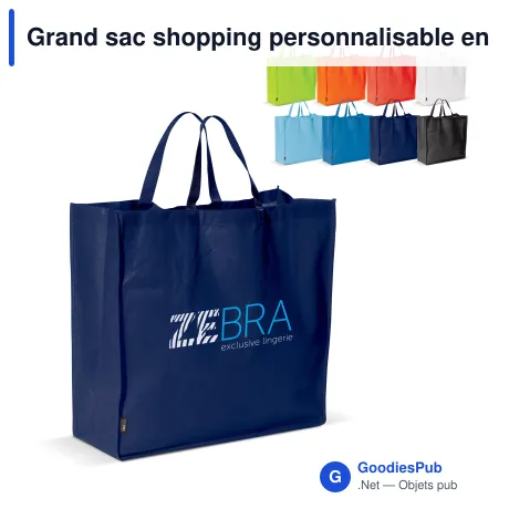 Grand sac shopping personnalisable en non-tissé 75 g/m² avec logo - 45 x 18 x 45 cm