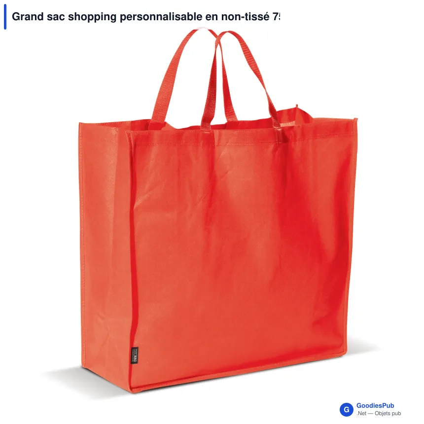 Grand sac shopping personnalisable en non-tissé 75 g/m² avec logo - 45 x 18 x 45 cm - Image 2
