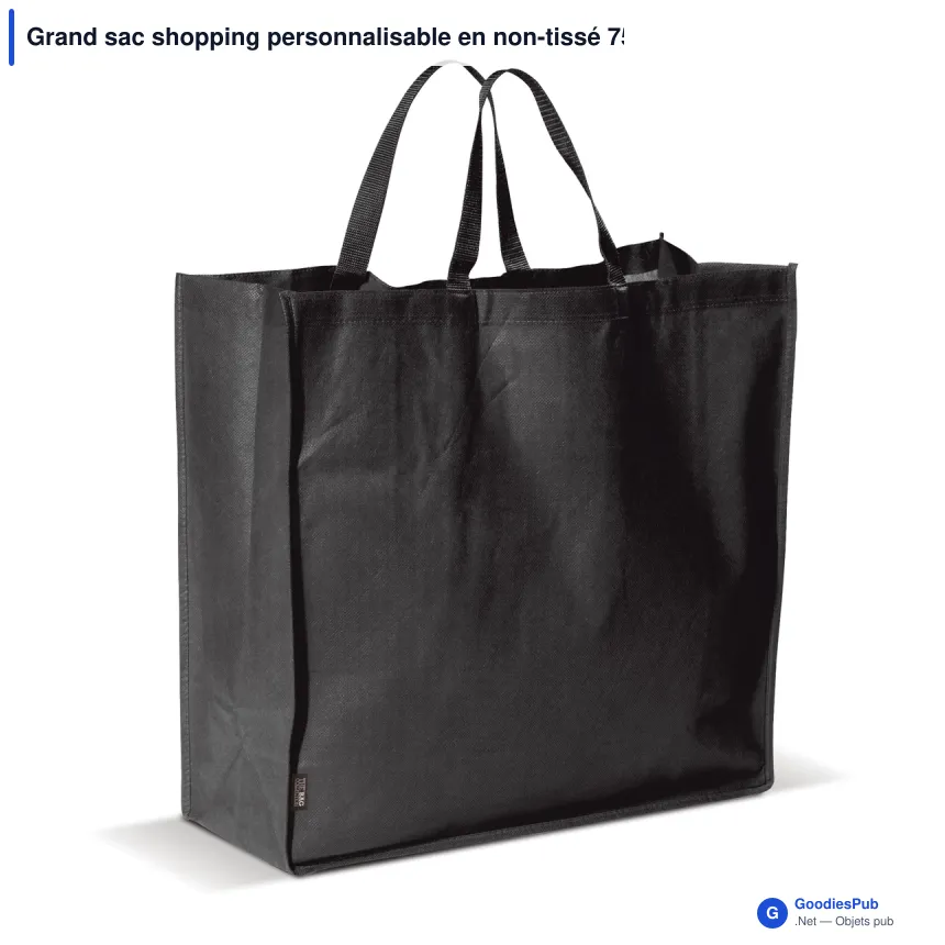 Grand sac shopping personnalisable en non-tissé 75 g/m² avec logo - 45 x 18 x 45 cm - Image 3