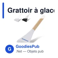 Grattoir à glace personnalisable en bambou et paille de blé avec logo - Blanc ou noir - Miniature 1