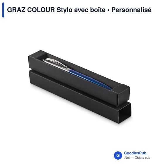 Stylo à bille personnalisable GRAZ COLOUR avec logo en boîte - Image 1