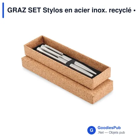 GRAZ SET Stylos en acier inox. recyclé