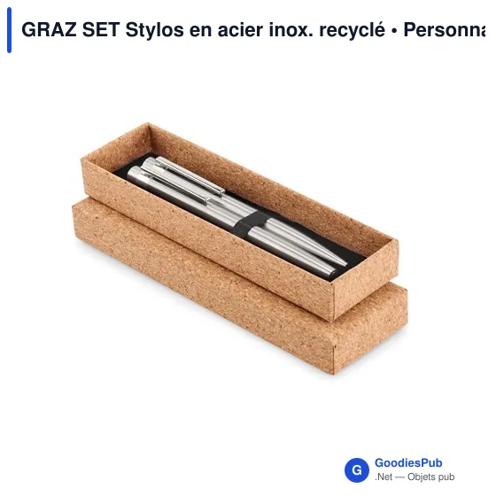 GRAZ SET Stylos en acier inox. recyclé - Image 1