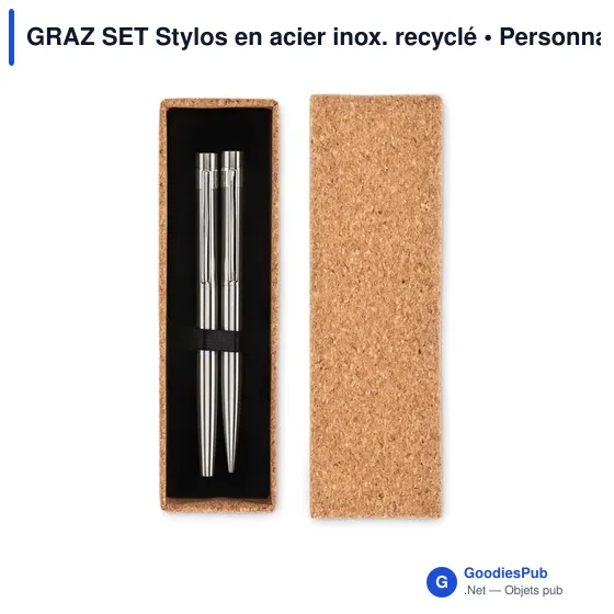 GRAZ SET Stylos en acier inox. recyclé - Image 2