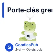 Porte-clés grenouille en peluche personnalisable avec logo - Sallie - Miniature 1