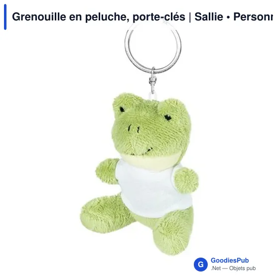 Porte-clés grenouille en peluche personnalisable avec logo - Sallie - Image 4