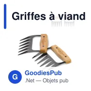 Griffes à viande personnalisables en inox et bois avec logo - Barbecue - Miniature 1
