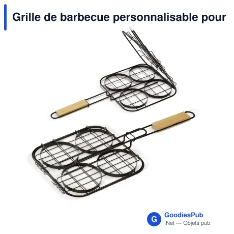 Grille de barbecue personnalisable pour hamburgers avec logo - Fer et bois