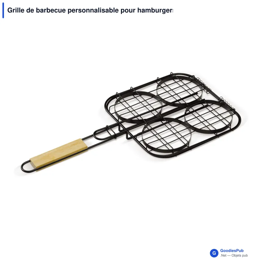 Grille de barbecue personnalisable pour hamburgers avec logo - Fer et bois - Image 2
