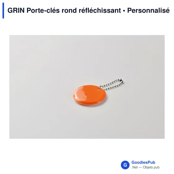 Porte-clés rond réfléchissant personnalisable avec logo - GRIN - Image 2