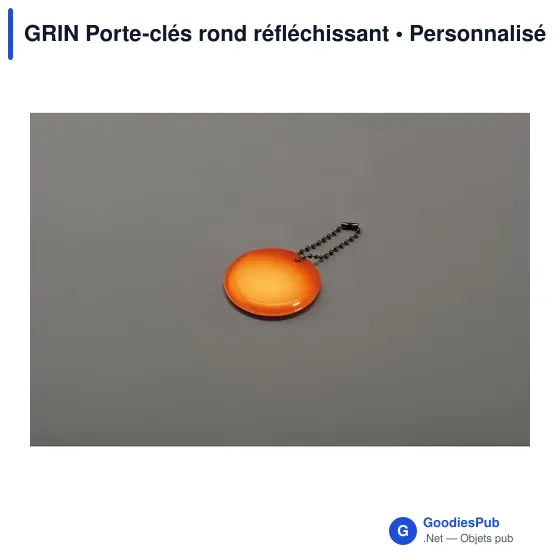 Porte-clés rond réfléchissant personnalisable avec logo - GRIN - Image 3