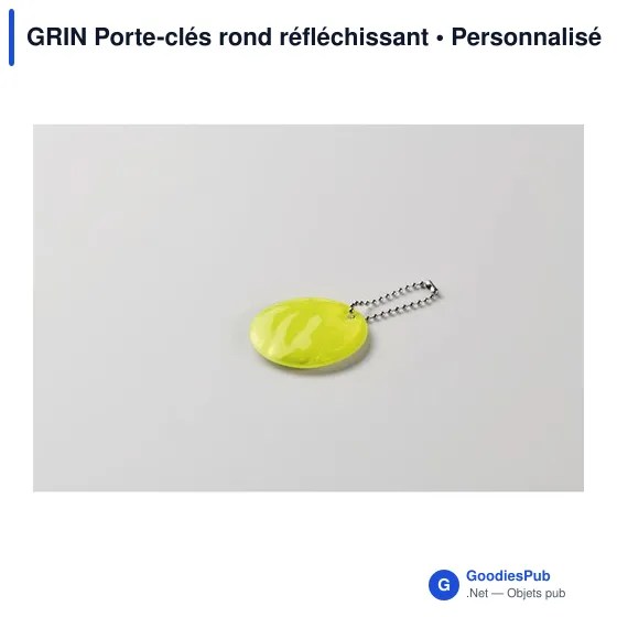 Porte-clés rond réfléchissant personnalisable avec logo - GRIN - Image 6