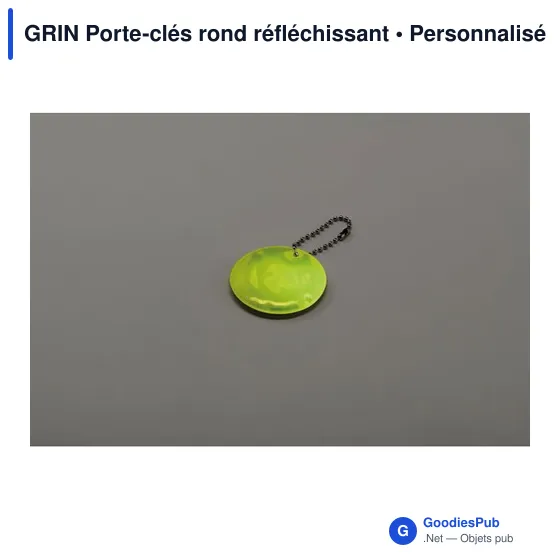 Porte-clés rond réfléchissant personnalisable avec logo - GRIN - Image 7