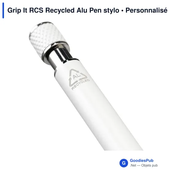 Stylo bille personnalisable Grip It RCS en aluminium recyclé avec logo - Image 4