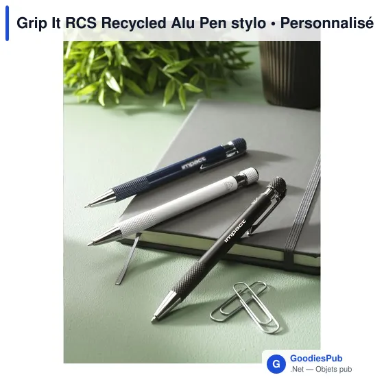 Stylo bille personnalisable Grip It RCS en aluminium recyclé avec logo - Image 5