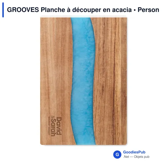Planche à découper personnalisable en acacia avec logo - Image 3