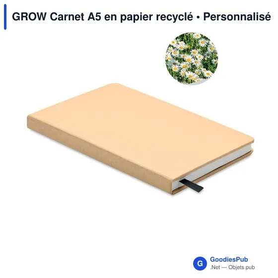 GROW Carnet A5 en papier recyclé - Image 1
