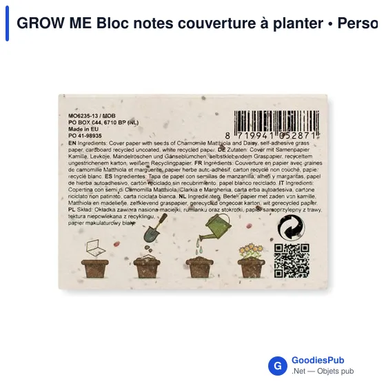 GROW ME Bloc notes couverture à planter - Image 2