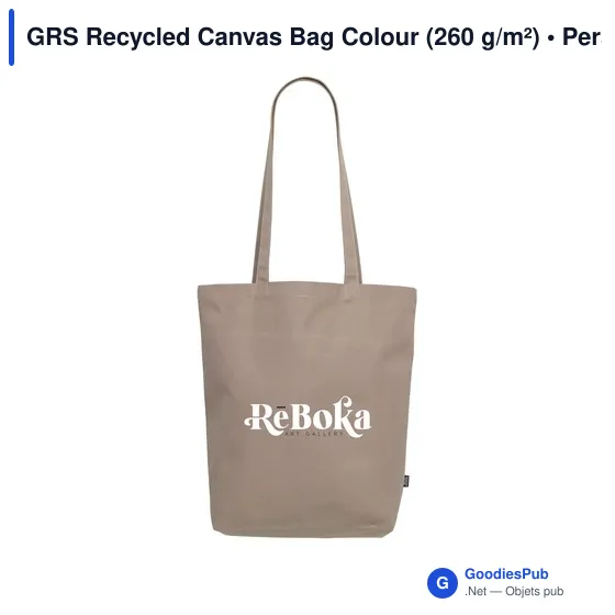 Sac shopping personnalisable en toile recyclée avec logo - GRS Recycled Canvas Bag - Image 3
